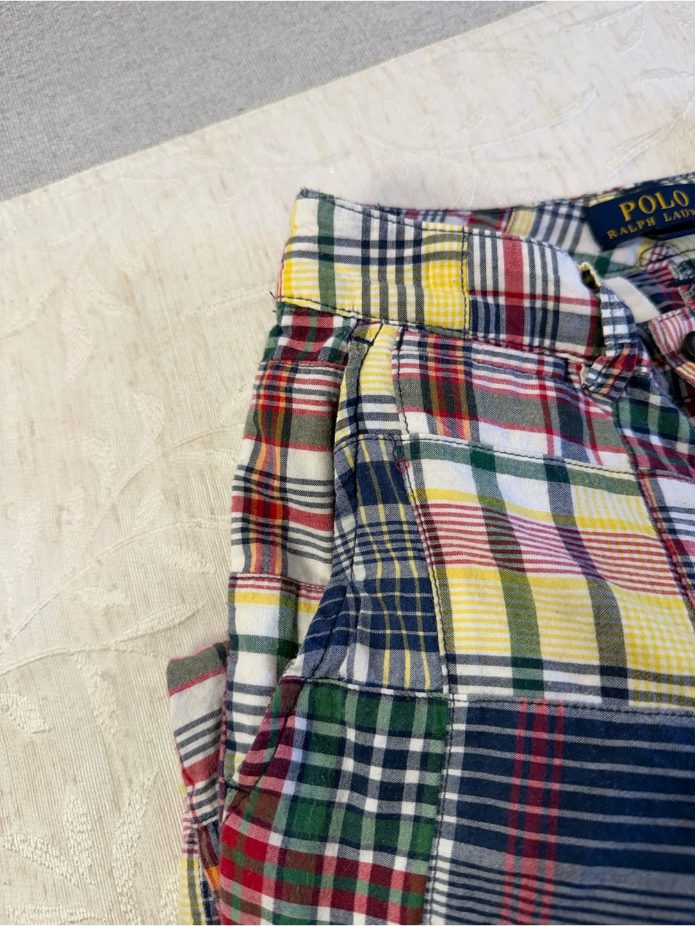 Polo Ralph Lauren Multicolor Patchwork Plaid Boys Long Shorts Size 8 - Picture 4 of 8